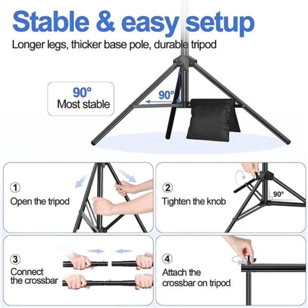 Backdrop Stand 10x7ft(WxH) Photo Studio Adjustable Background Stand Support Kit